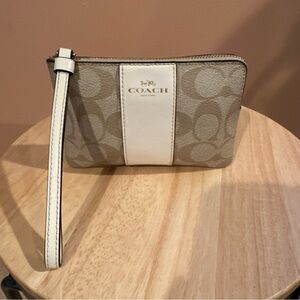 Coach Tan and Cream Wristlet